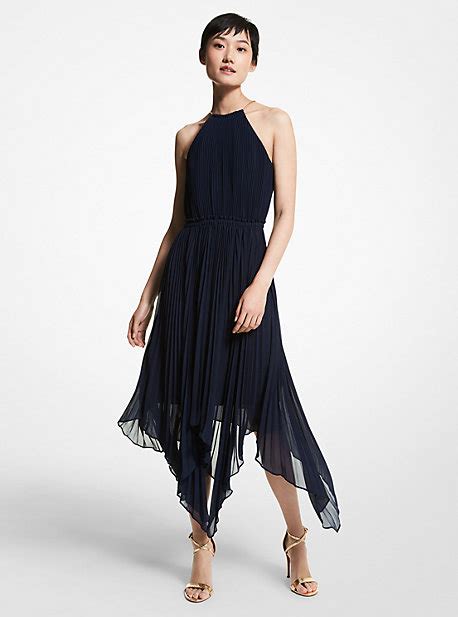 michael kors pleated georgette dress